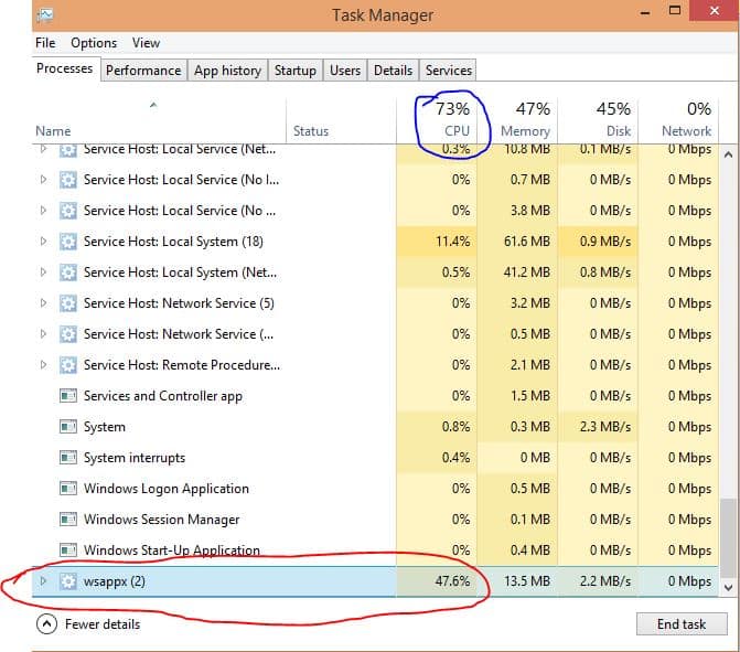 high disk usage windows 10 wsappx